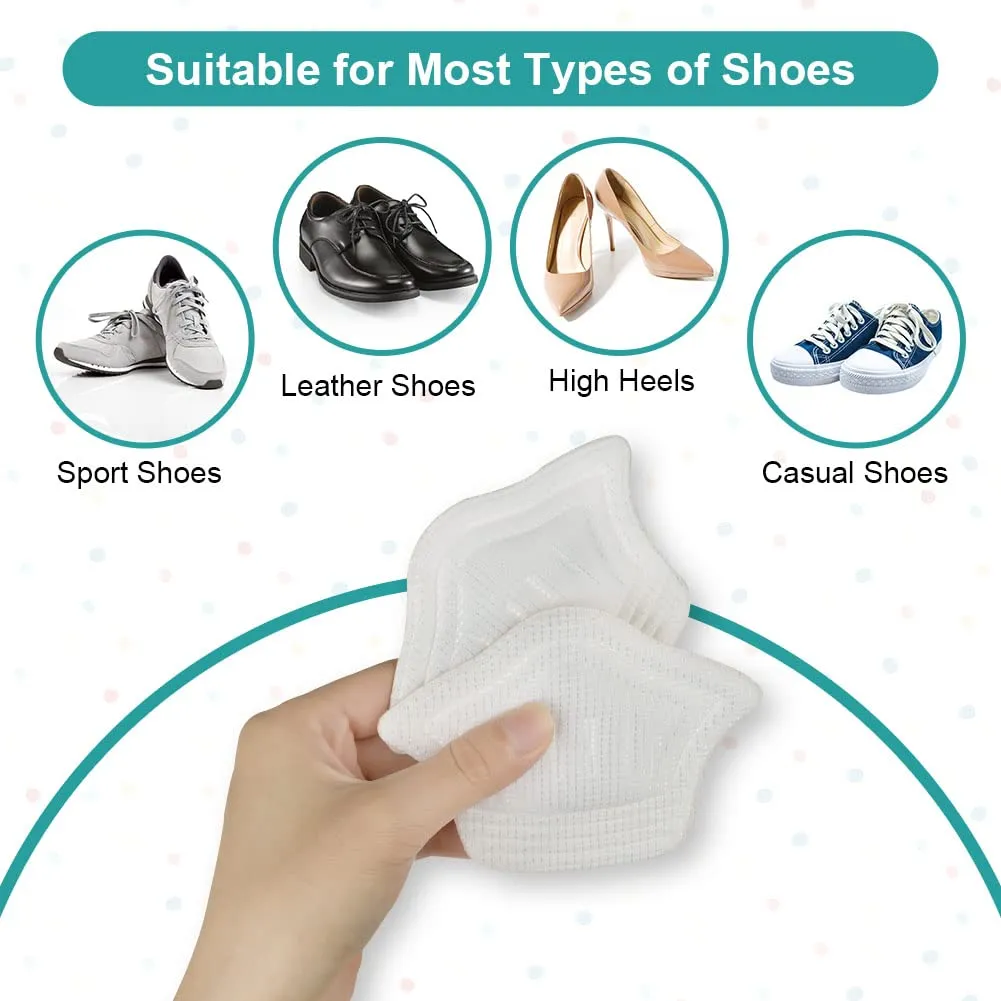 ACWOO Heel pads, 4 pairs of heel holders, heel pads, shoe insoles, sponge, self-adhesive shoe pads prevent abrasion and blisters, heel cushions for better shoe fitting comfort (10 mm, white) white 4 pairs 10 mm