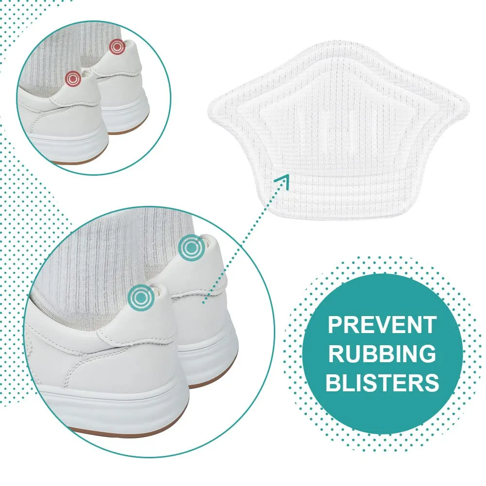 ACWOO Heel pads, 4 pairs of heel holders, heel pads, shoe insoles, sponge, self-adhesive shoe pads prevent abrasion and blisters, heel cushions for better shoe fitting comfort (10 mm, white) white 4 pairs 10 mm