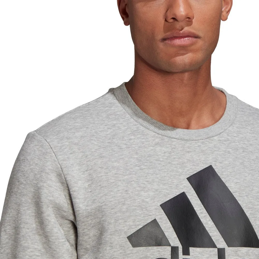 Adidas Fleece Full Logo Crew Sweatshirt - Adult - Grey / Black