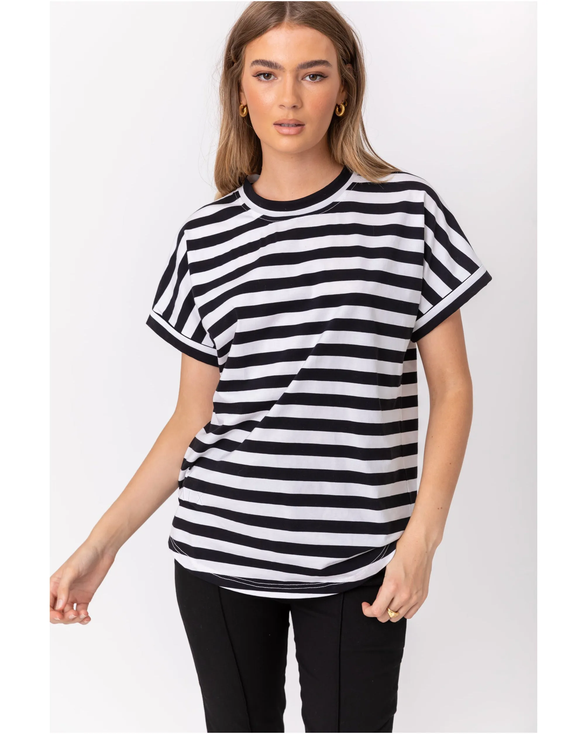 Alexandra Sanford Tee - Black & White Stripe