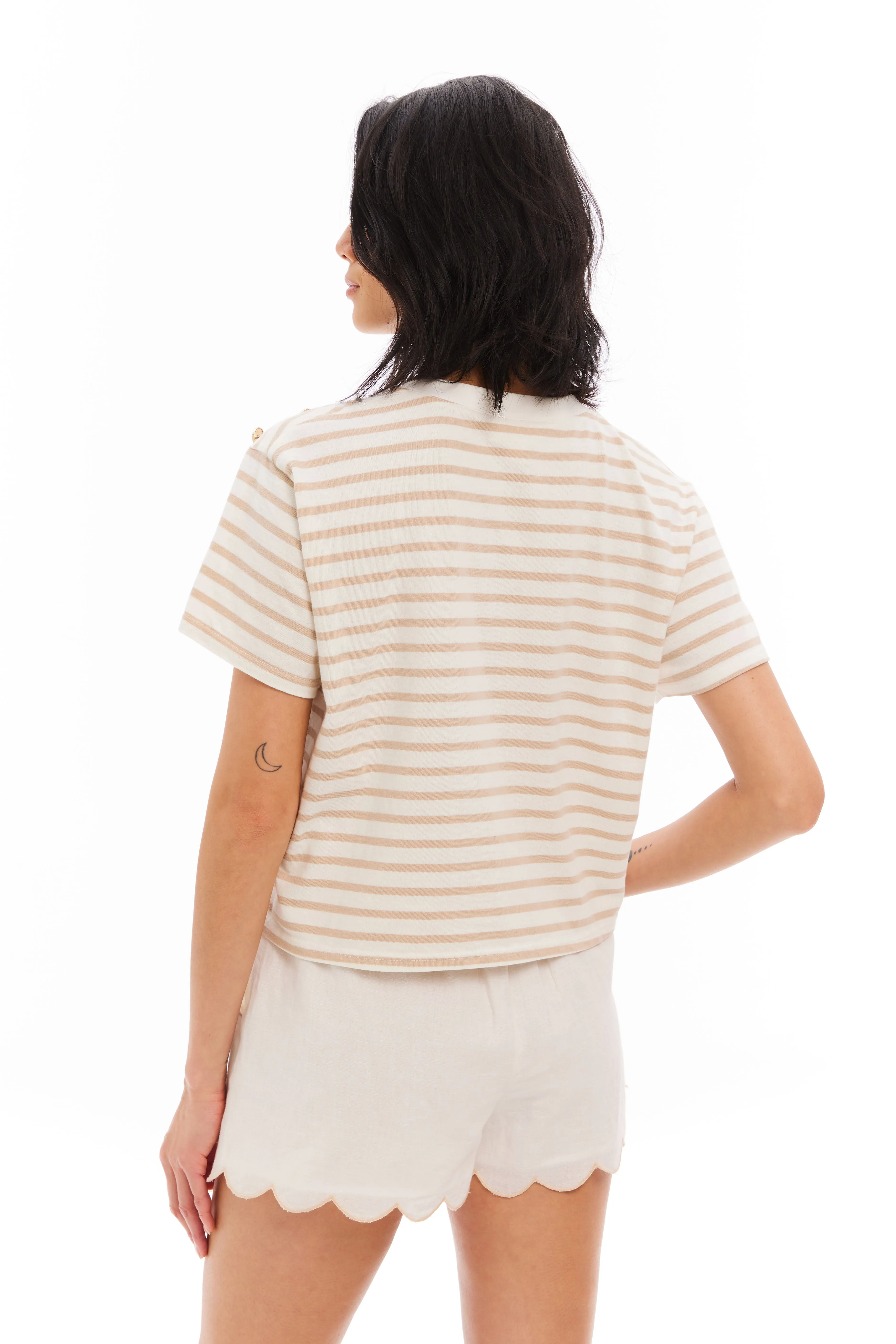 Allison New York Stripe Brooklyn Tee - Sand Stripe