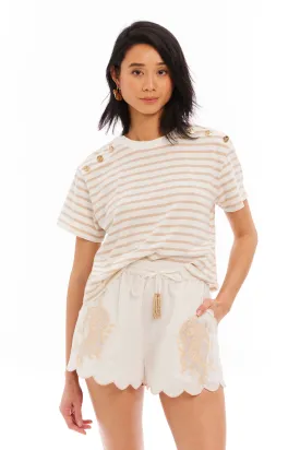 Allison New York Stripe Brooklyn Tee - Sand Stripe