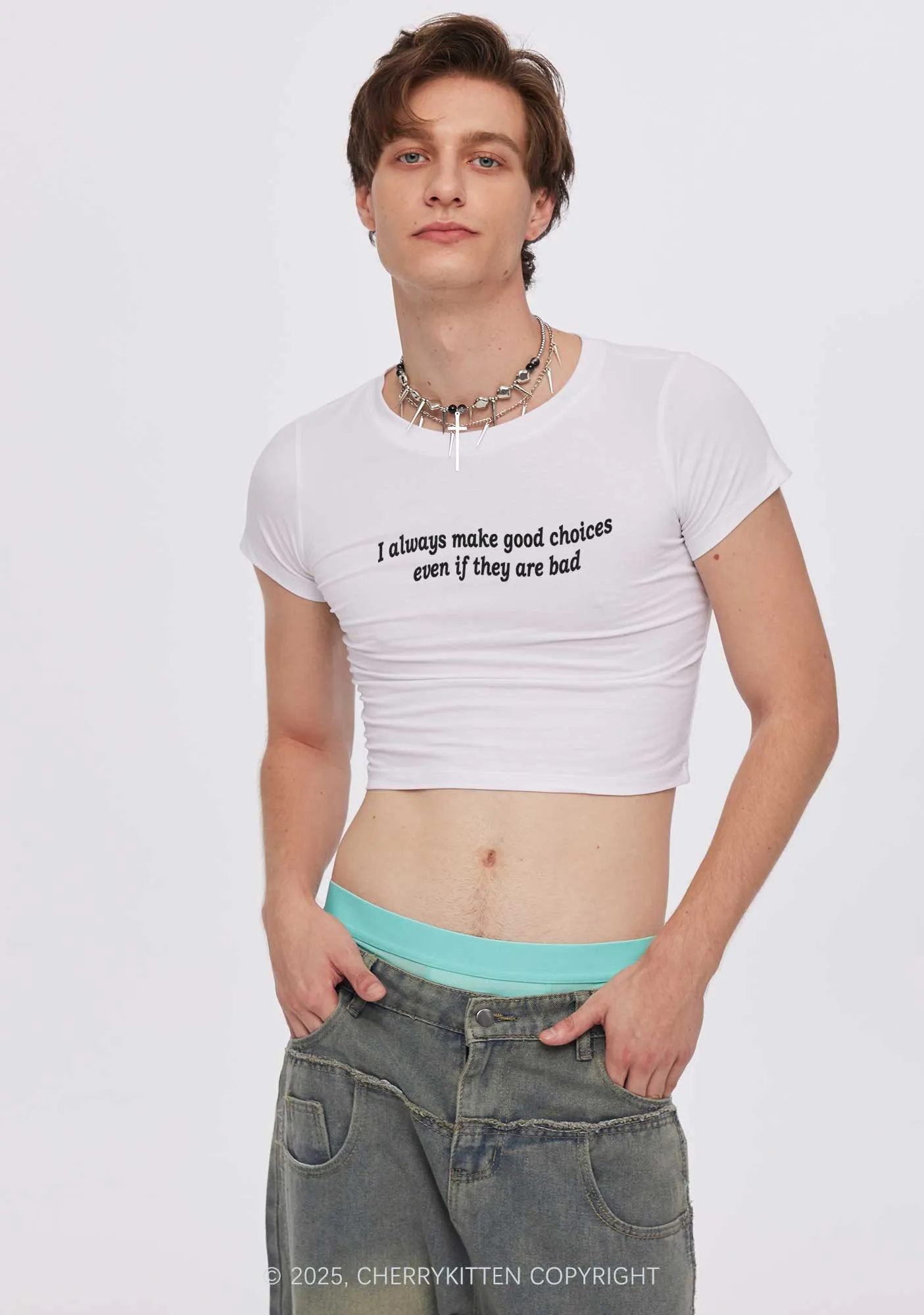 Always Make Good Choices Y2K Baby Tee Cherrykitten