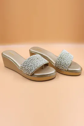 Bead Embroidered Gold Wedges