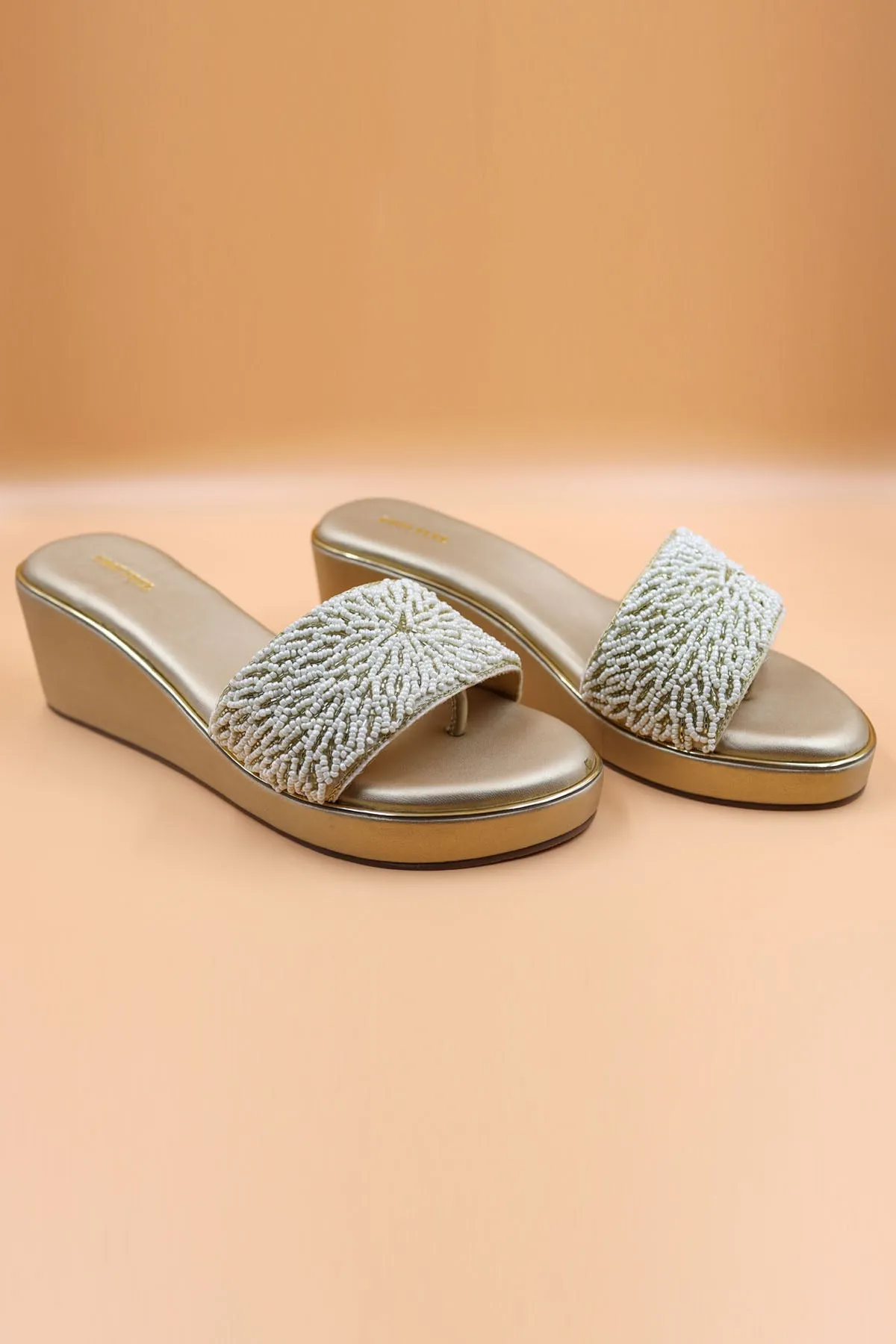 Bead Embroidered Gold Wedges