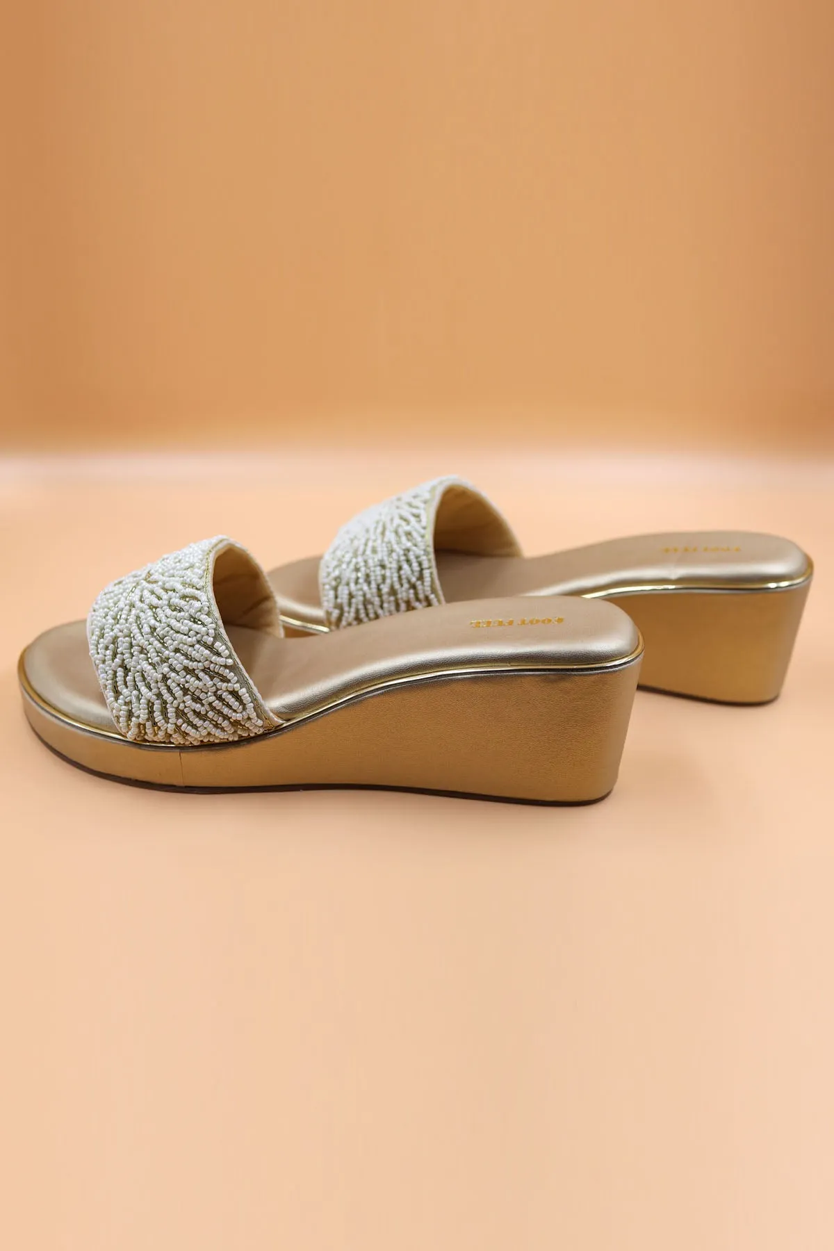 Bead Embroidered Gold Wedges
