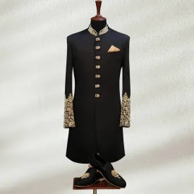 Black Embroidered Sherwani