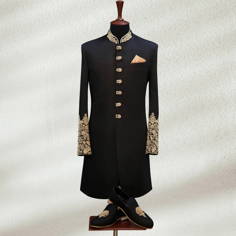 Black Embroidered Sherwani