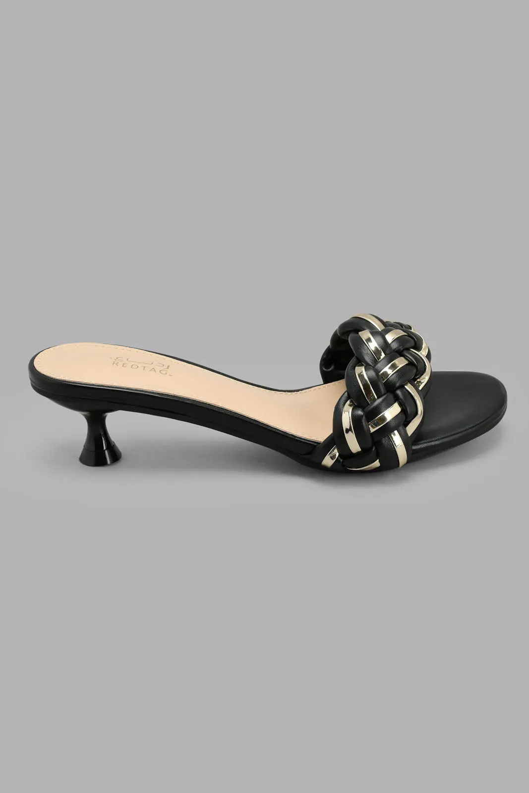 Black Mule With Plait Detail