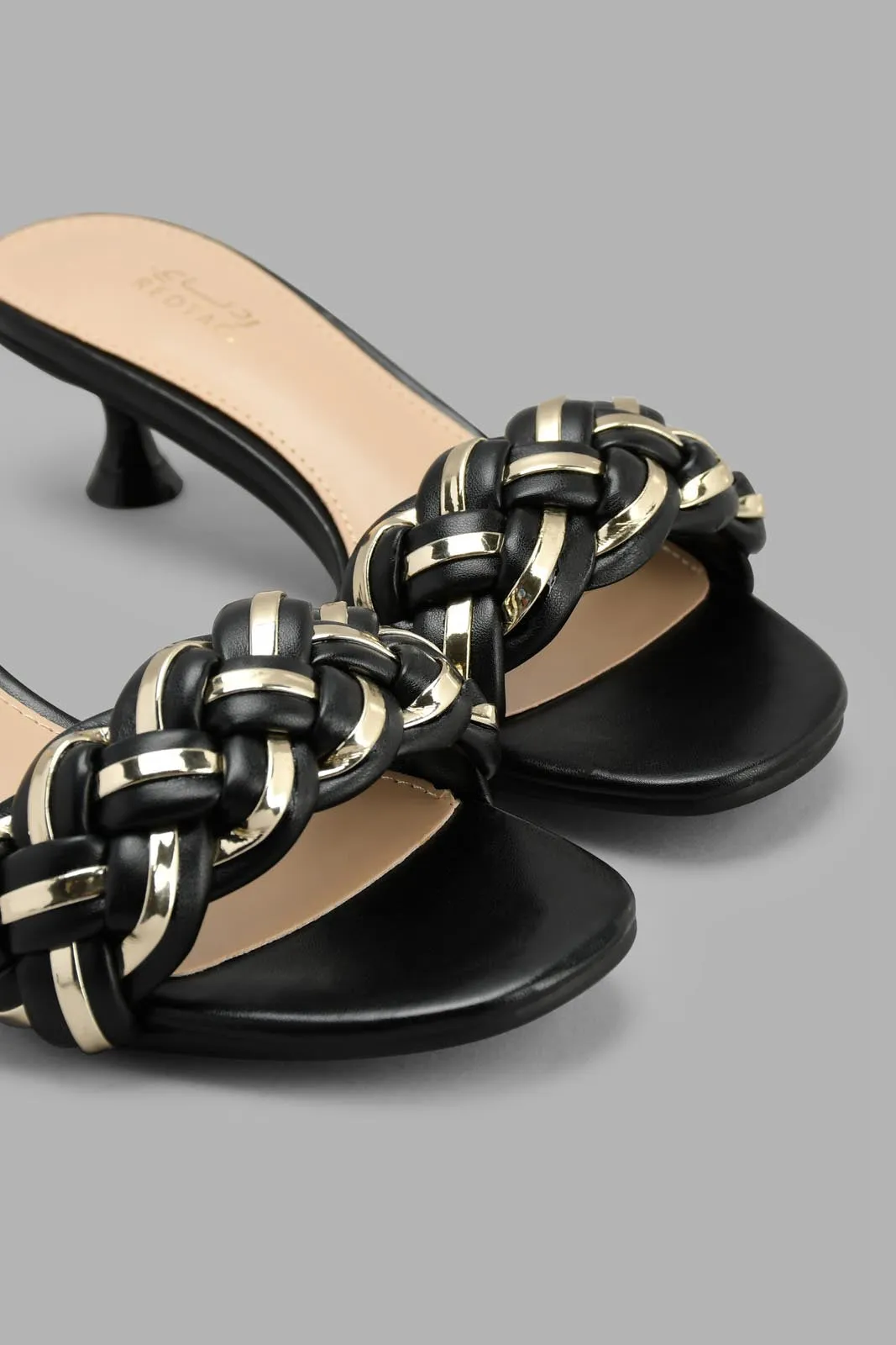 Black Mule With Plait Detail