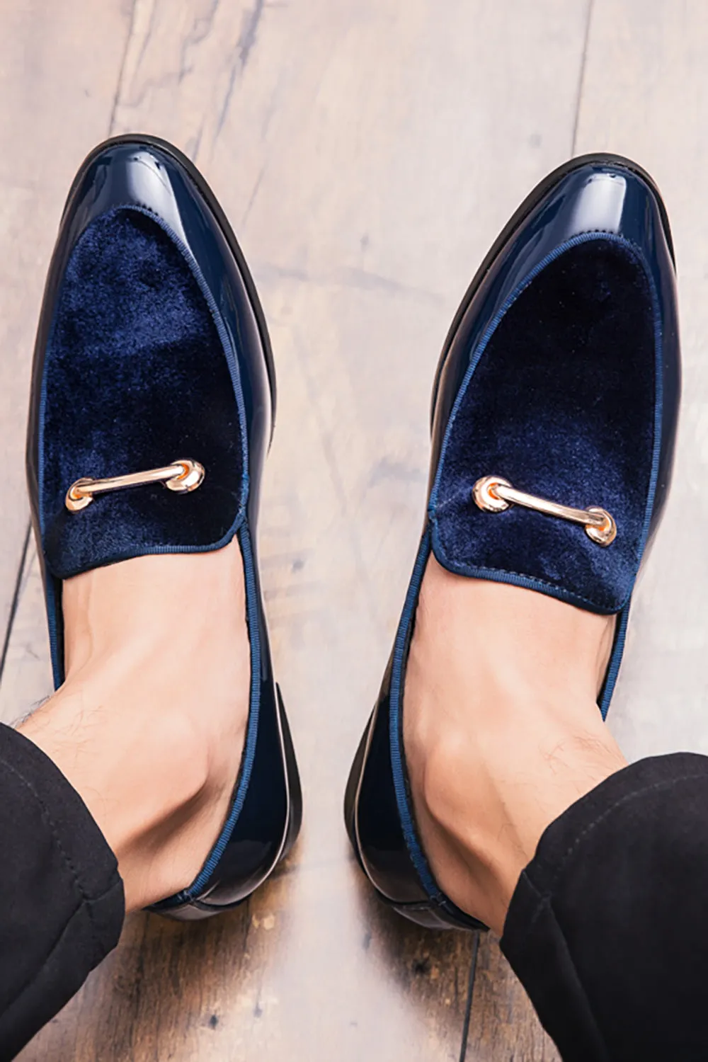 Black PU Leather Slip On Casual Men's Shoes