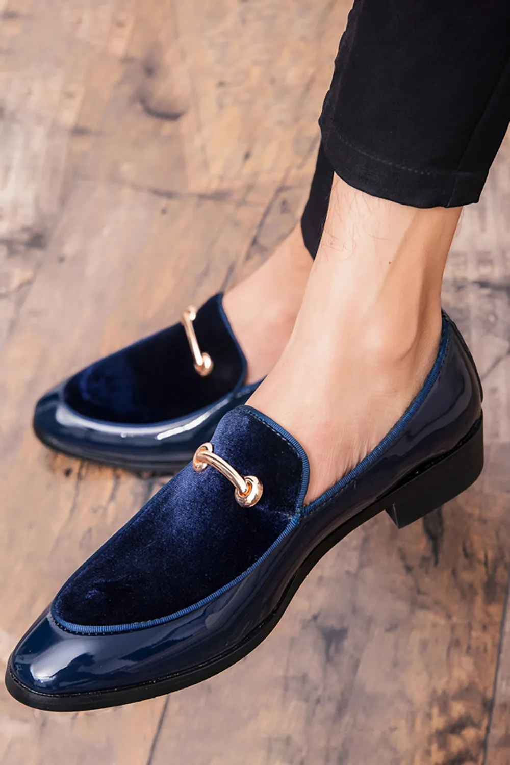 Black PU Leather Slip On Casual Men's Shoes