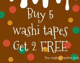 Buy 5 whole rolls of Assorted washi tapes - Any sizes/patterns 5 rolls washi tape of your choice - get 2 FREE - erin condren planner