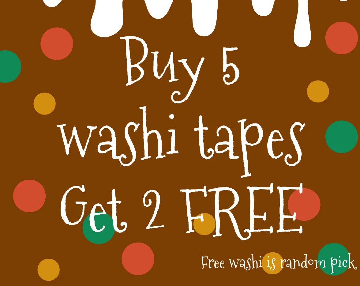 Buy 5 whole rolls of Assorted washi tapes - Any sizes/patterns 5 rolls washi tape of your choice - get 2 FREE - erin condren planner