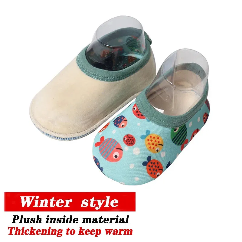 Cartoon Design Baby Beach Sneakers, Aqua Barefoot Shoes