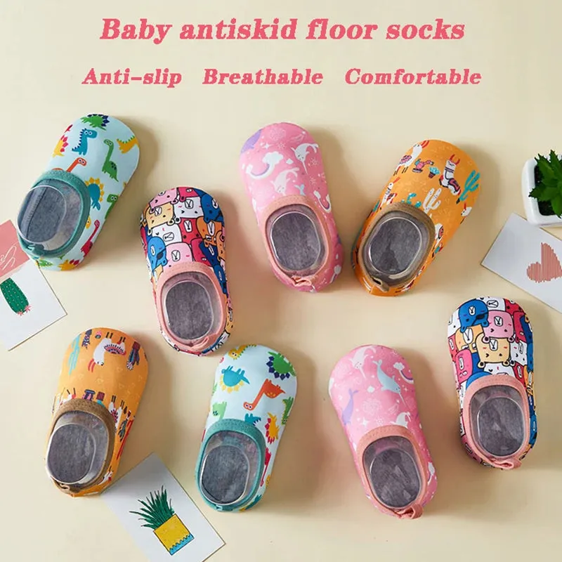 Cartoon Design Baby Beach Sneakers, Aqua Barefoot Shoes