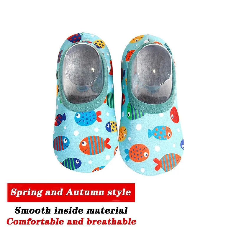 Cartoon Design Baby Beach Sneakers, Aqua Barefoot Shoes