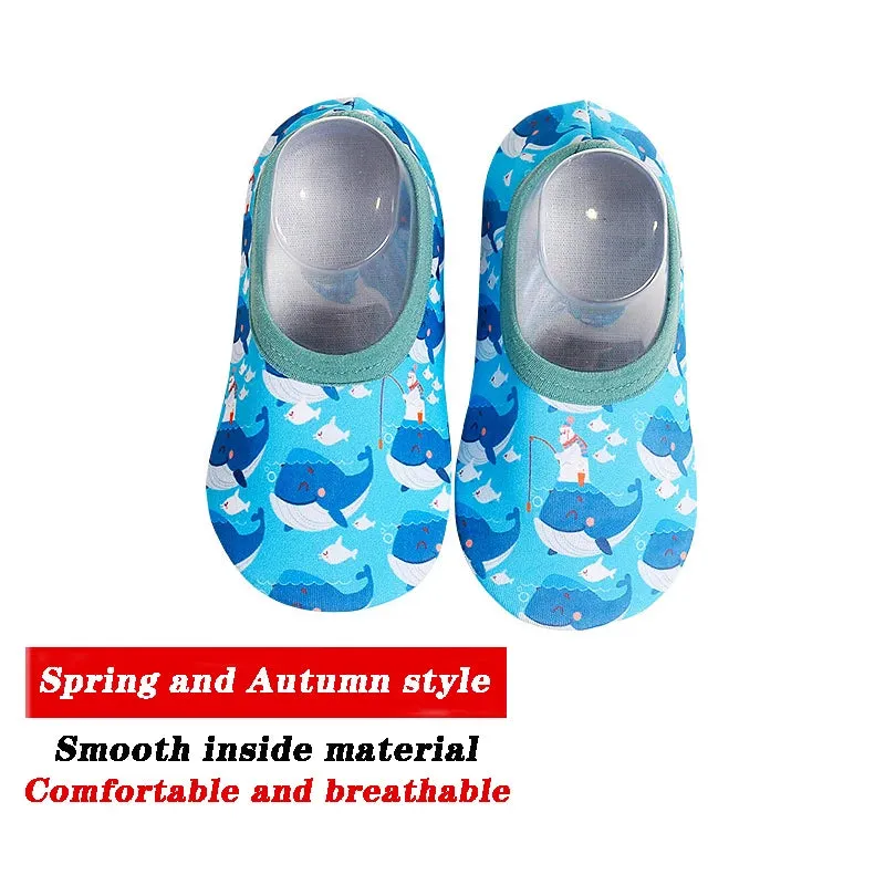 Cartoon Design Baby Beach Sneakers, Aqua Barefoot Shoes