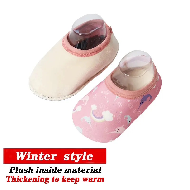 Cartoon Design Baby Beach Sneakers, Aqua Barefoot Shoes
