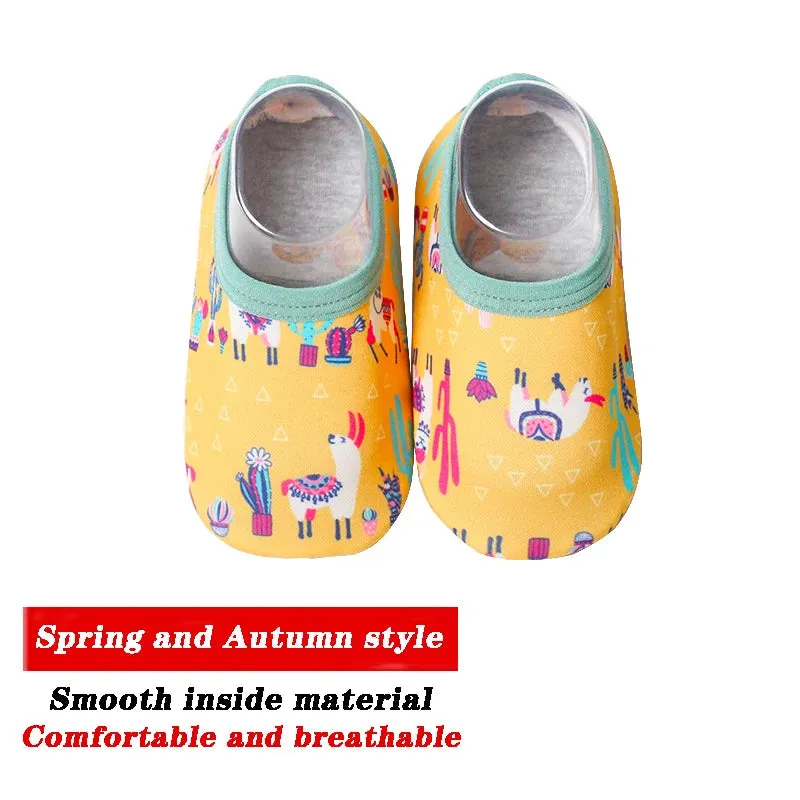 Cartoon Design Baby Beach Sneakers, Aqua Barefoot Shoes