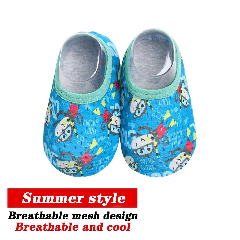 Cartoon Design Baby Beach Sneakers, Aqua Barefoot Shoes
