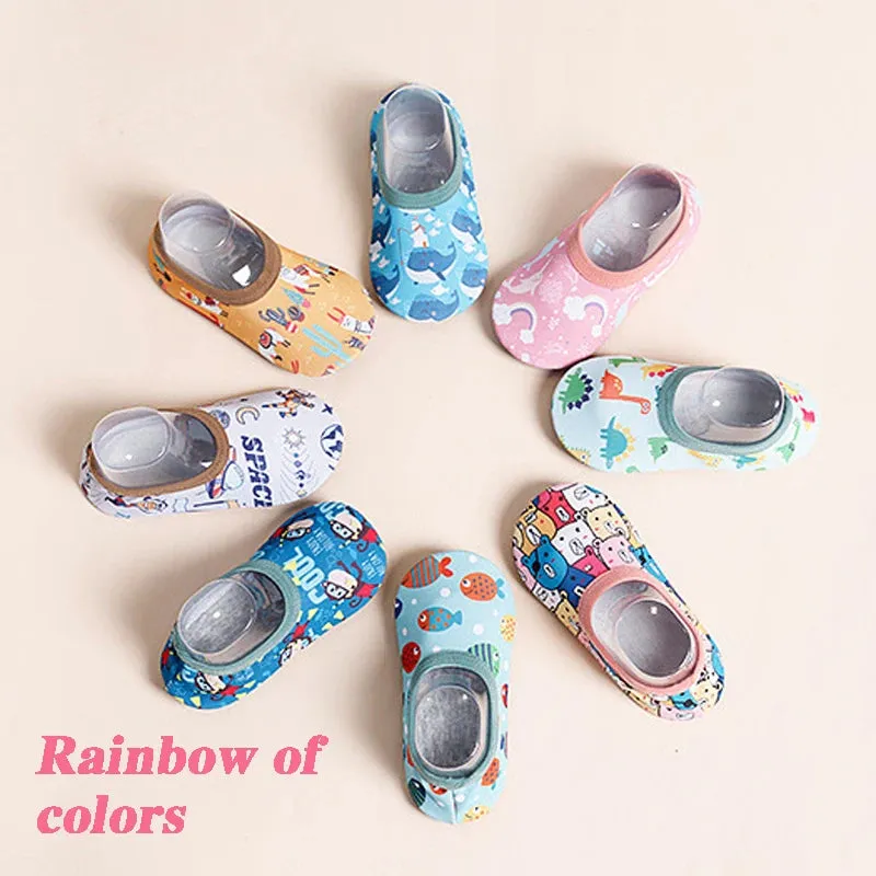 Cartoon Design Baby Beach Sneakers, Aqua Barefoot Shoes