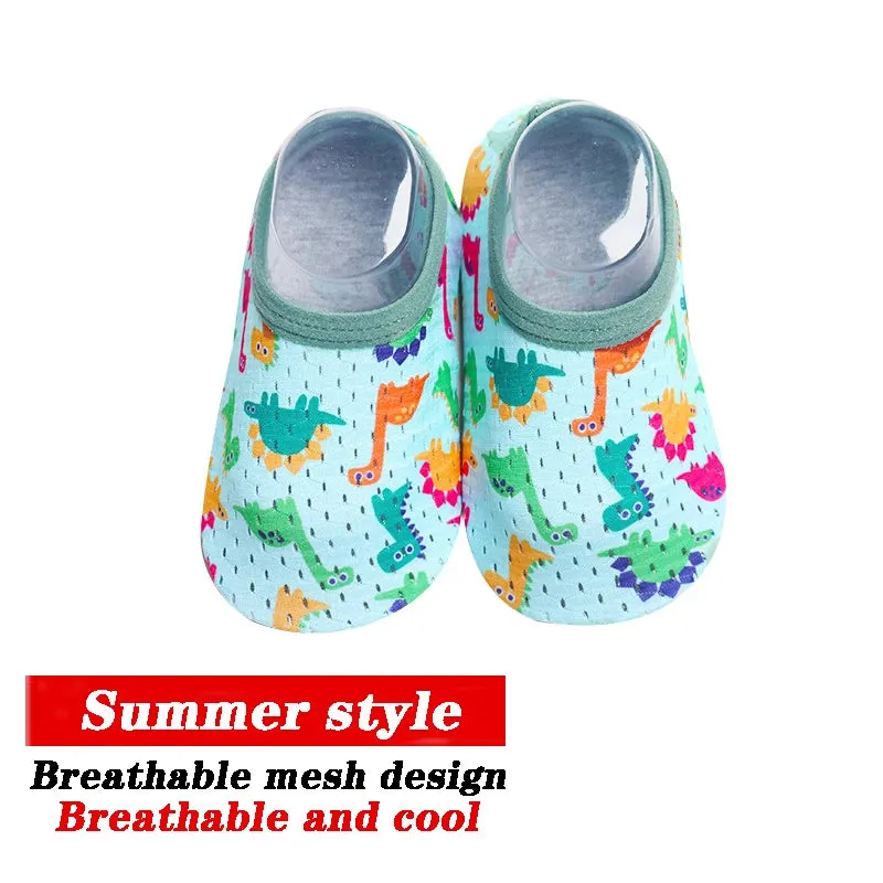 Cartoon Design Baby Beach Sneakers, Aqua Barefoot Shoes