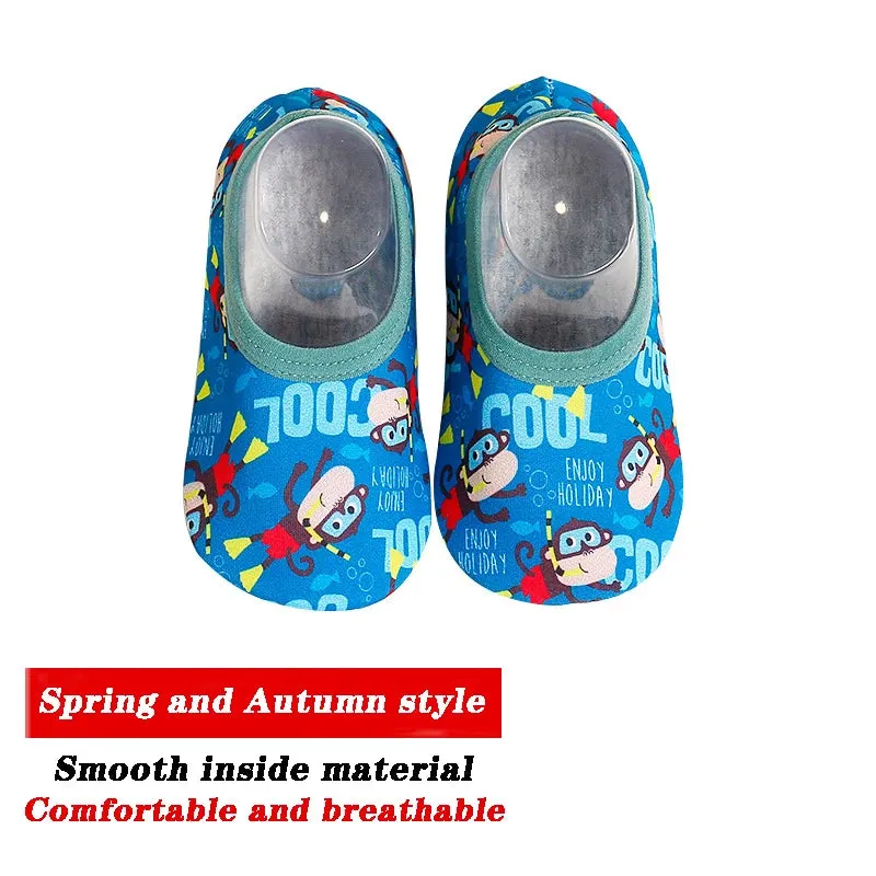 Cartoon Design Baby Beach Sneakers, Aqua Barefoot Shoes