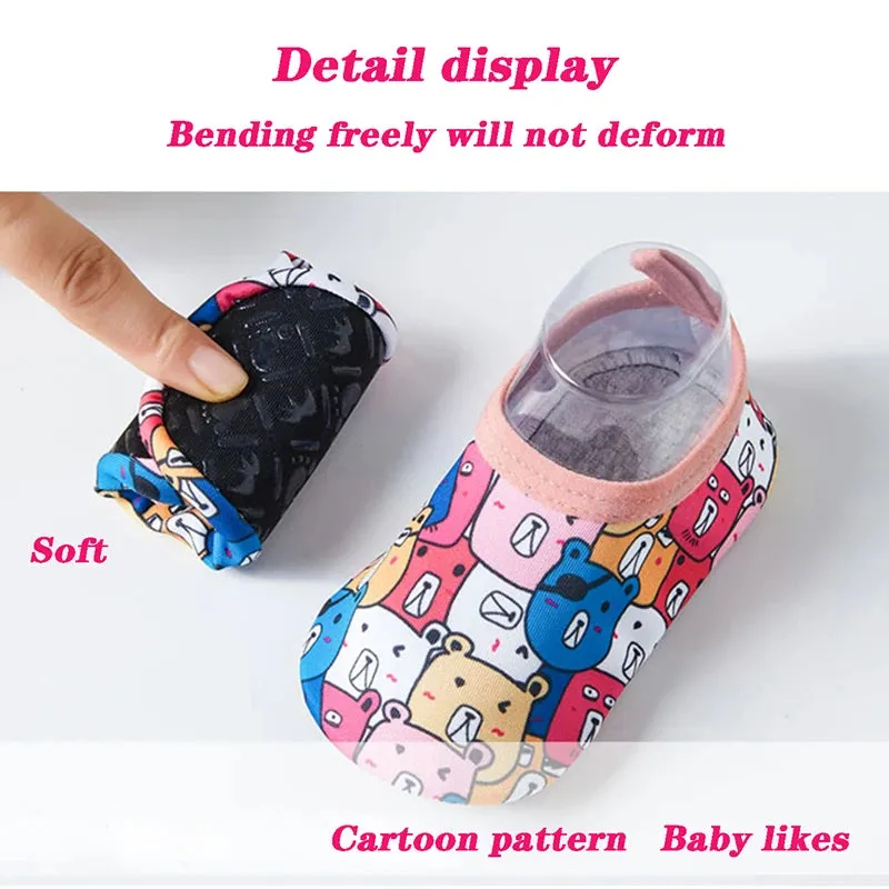 Cartoon Design Baby Beach Sneakers, Aqua Barefoot Shoes