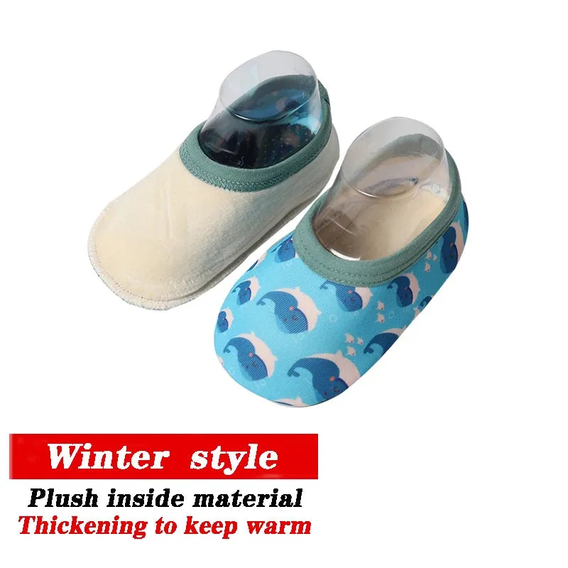 Cartoon Design Baby Beach Sneakers, Aqua Barefoot Shoes