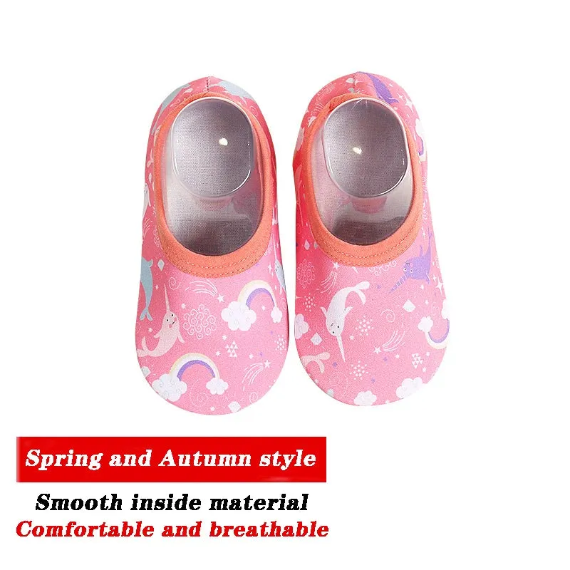 Cartoon Design Baby Beach Sneakers, Aqua Barefoot Shoes