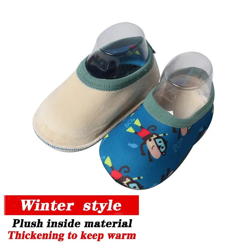 Cartoon Design Baby Beach Sneakers, Aqua Barefoot Shoes