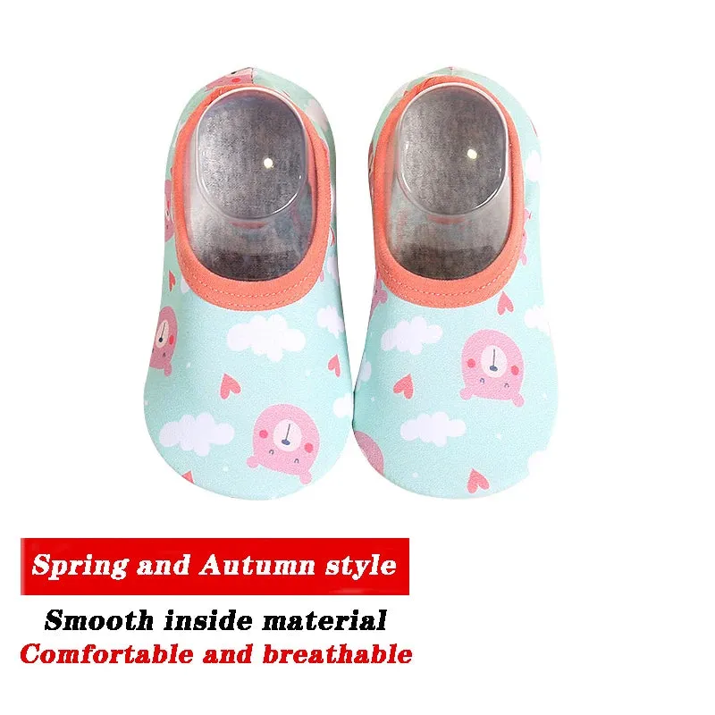 Cartoon Design Baby Beach Sneakers, Aqua Barefoot Shoes