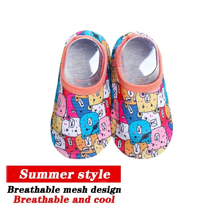 Cartoon Design Baby Beach Sneakers, Aqua Barefoot Shoes