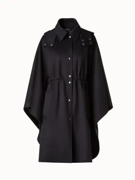 Cashmere Cape with Detachable Hood and Storm-System Finish