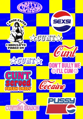 Cherrykitten Favorites Blue Y2K Stickers Pack Of 11