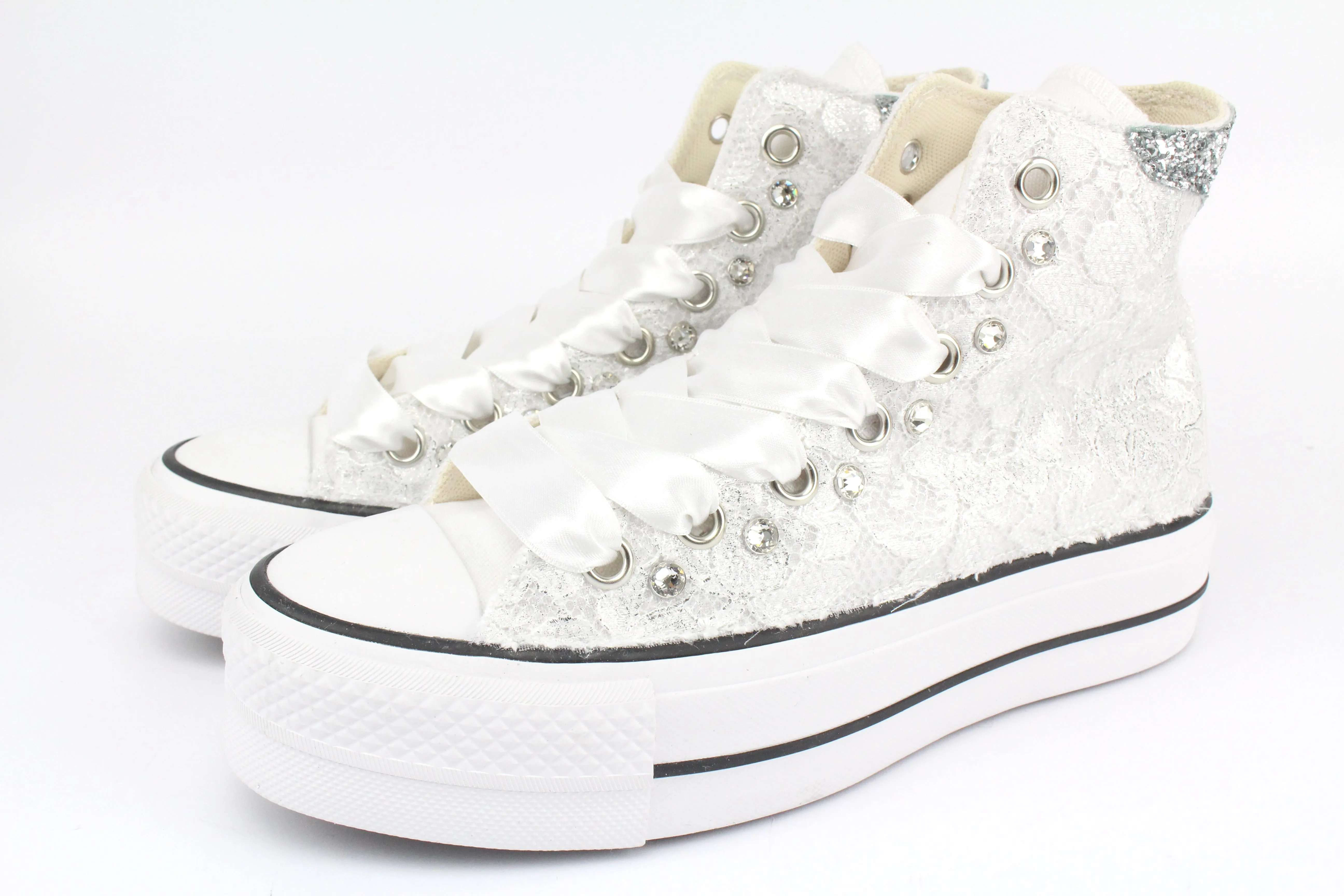 Converse All Star Platform Pizzo Argento & Strass