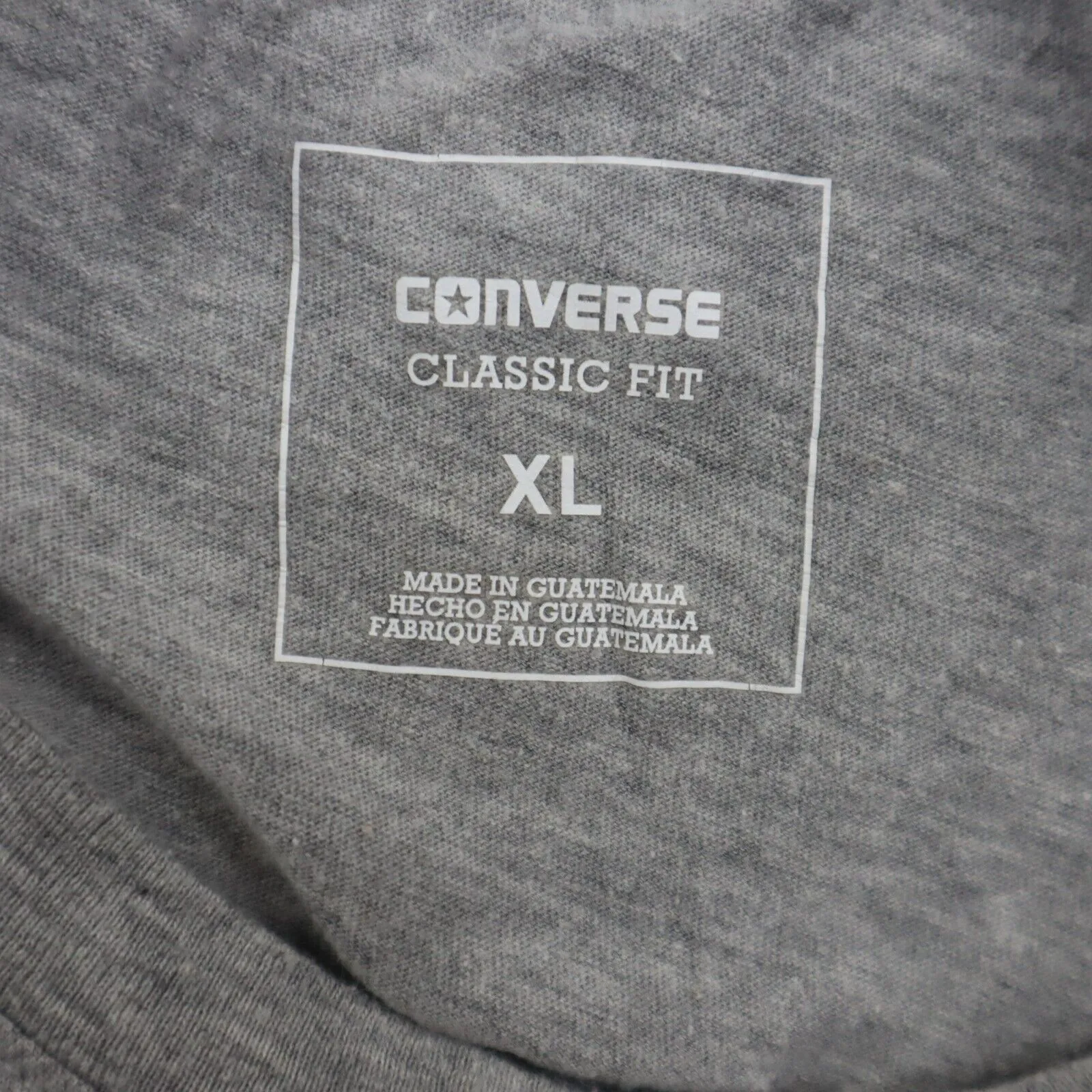 Converse All Star Womens Graphics Logo T Shirt Short Sleeves Gray Size X-Large