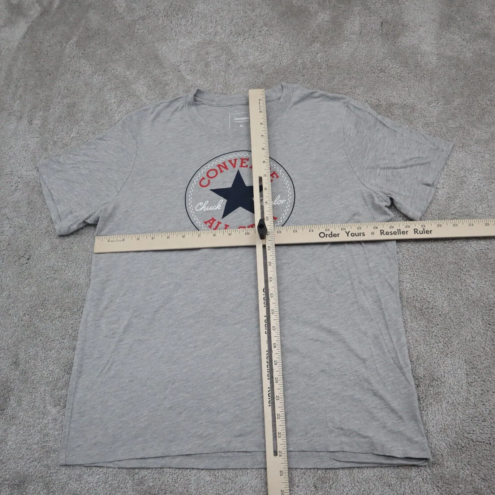 Converse All Star Womens Graphics Logo T Shirt Short Sleeves Gray Size X-Large