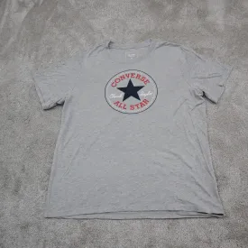 Converse All Star Womens Graphics Logo T Shirt Short Sleeves Gray Size X-Large
