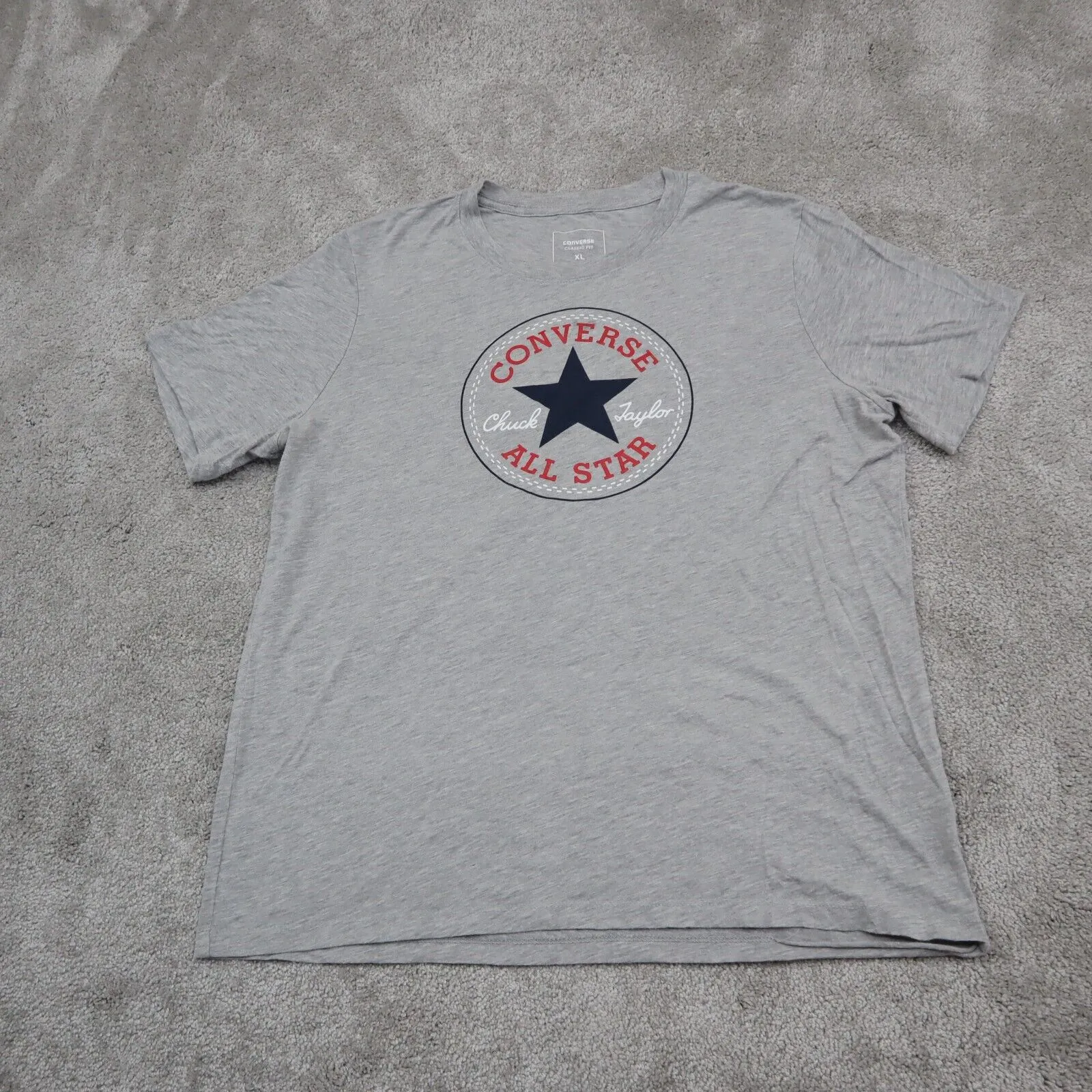 Converse All Star Womens Graphics Logo T Shirt Short Sleeves Gray Size X-Large