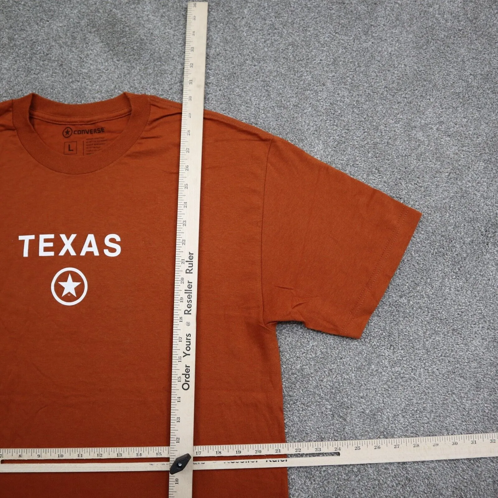 Converse Mens Pullover T Shirt Texas Short Sleeve Crew Neck 100% Cotton Orange L