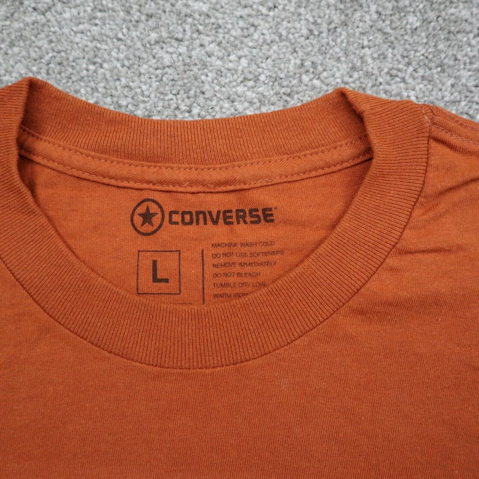 Converse Mens Pullover T Shirt Texas Short Sleeve Crew Neck 100% Cotton Orange L