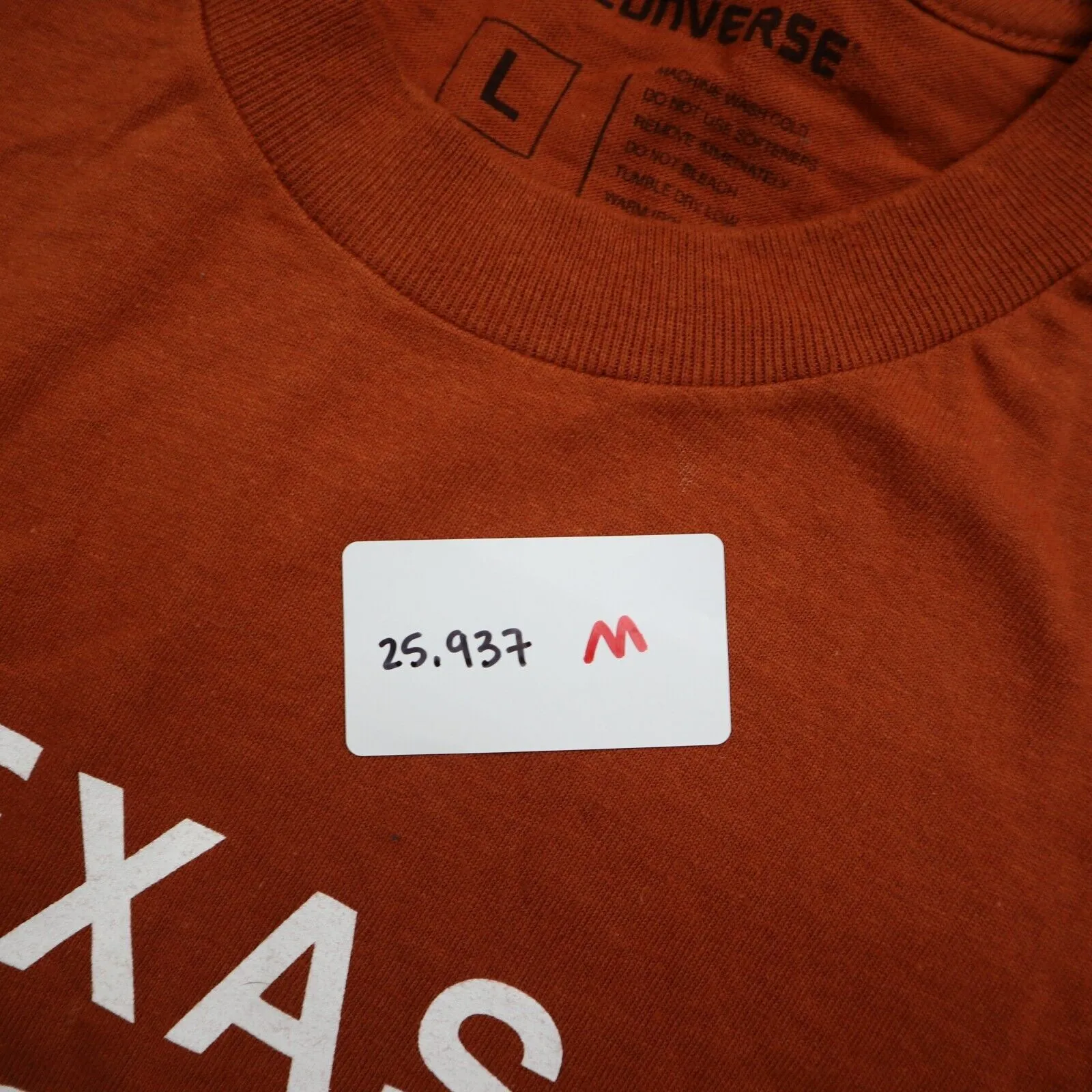 Converse Mens Pullover T Shirt Texas Short Sleeve Crew Neck 100% Cotton Orange L