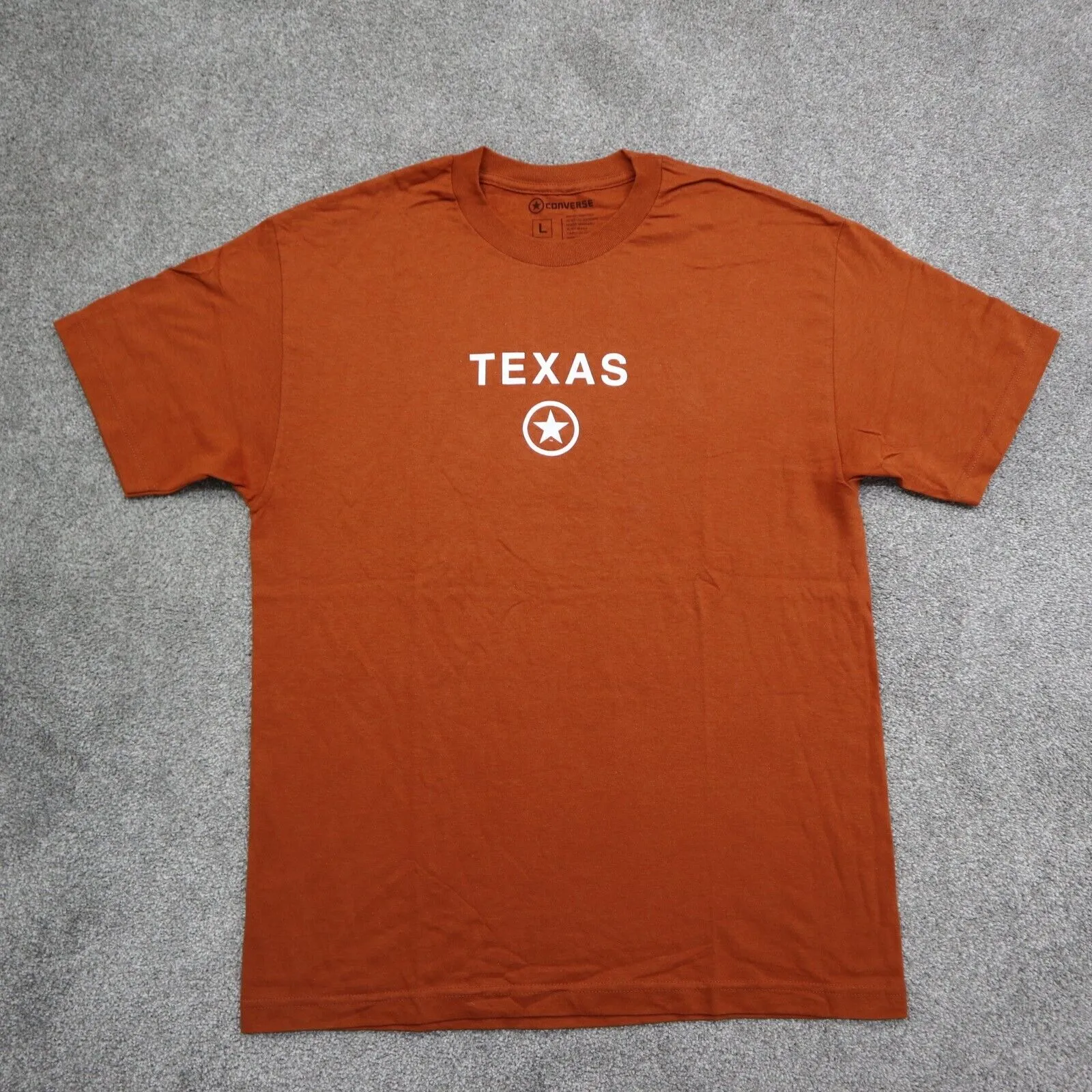 Converse Mens Pullover T Shirt Texas Short Sleeve Crew Neck 100% Cotton Orange L