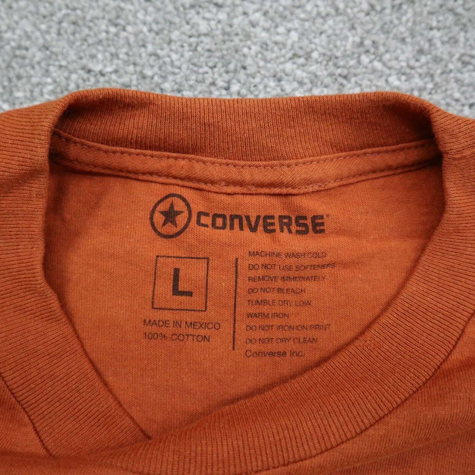 Converse Mens Pullover T Shirt Texas Short Sleeve Crew Neck 100% Cotton Orange L