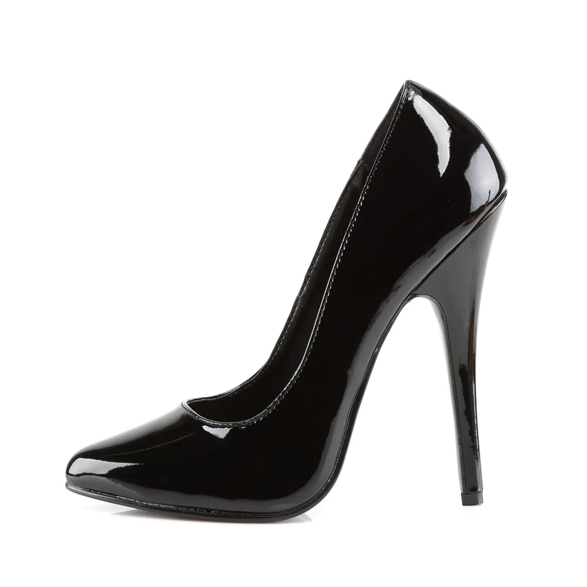DOMINA-420 Devious Domina Black Patent Sexy Single Soles (Fetish Footwear)