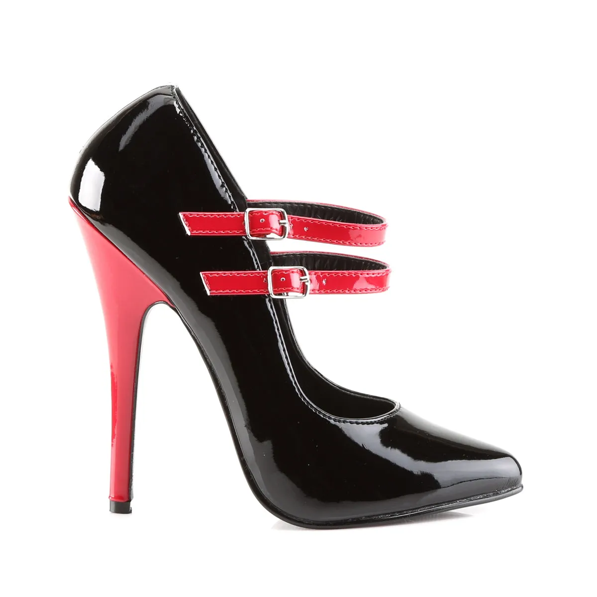 DOMINA-442 Devious Domina Black/Red Sexy Single Soles (Fetish Footwear)