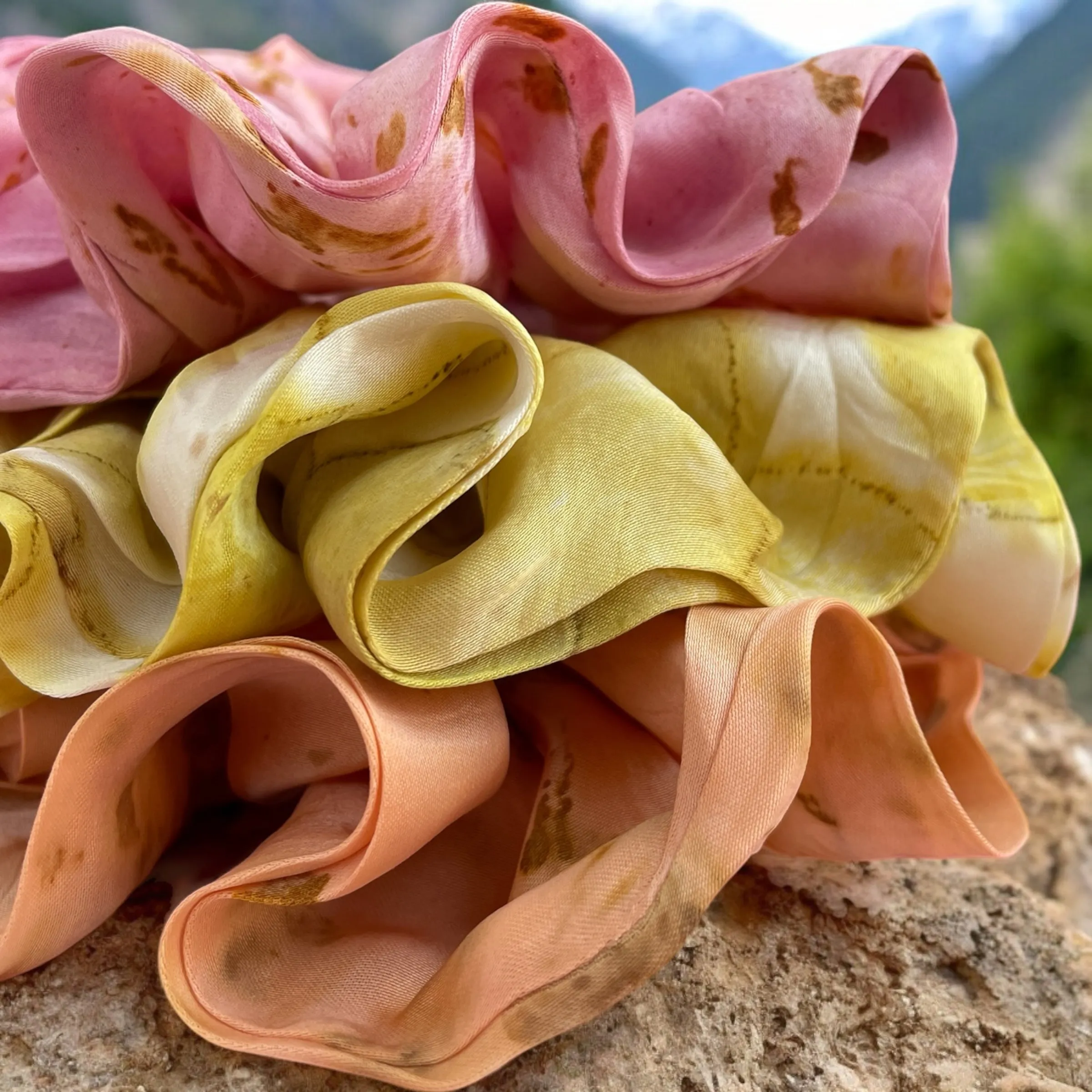 Eco-printed Scrunchies- Set of 3