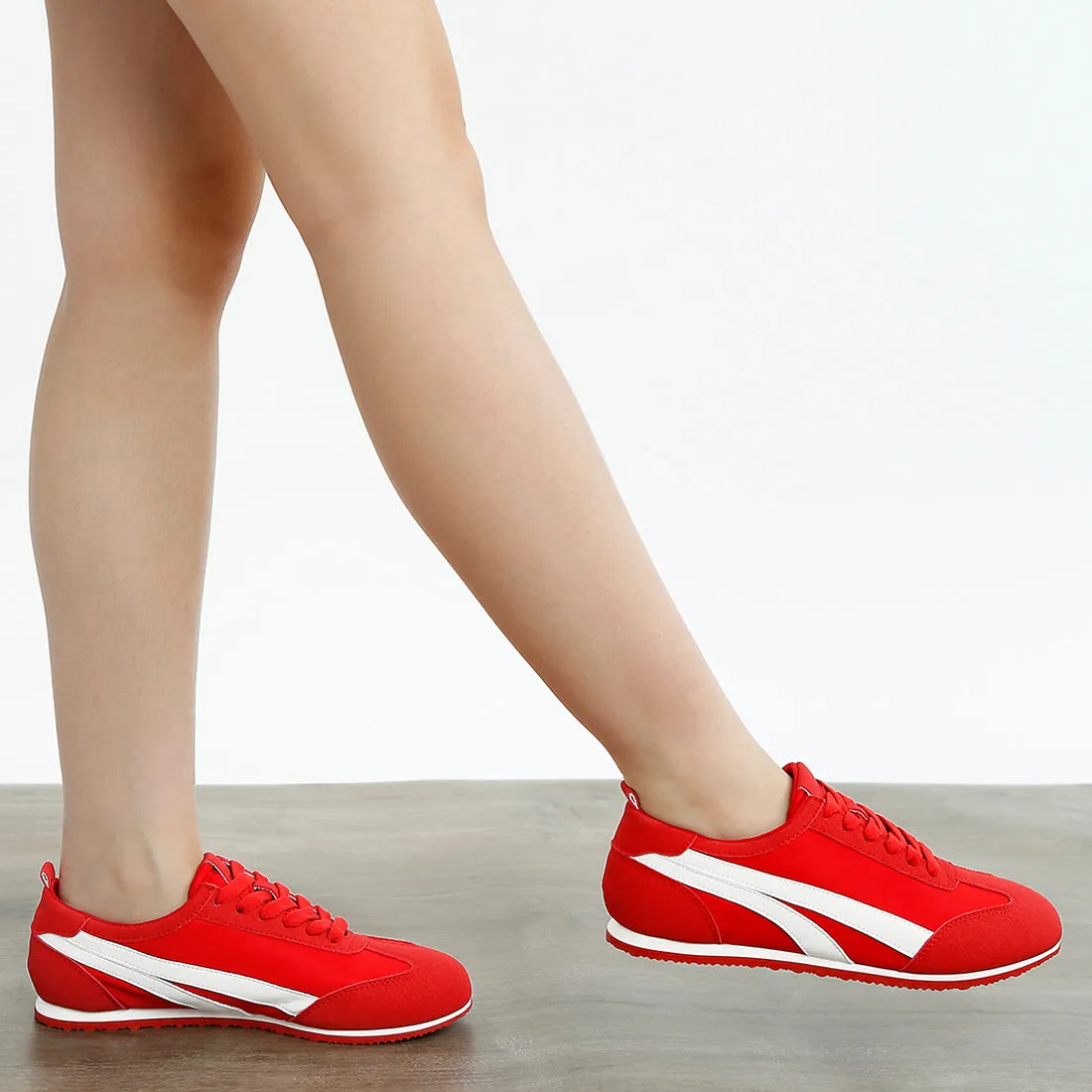 Faux Leather Lace-Up Sneakers